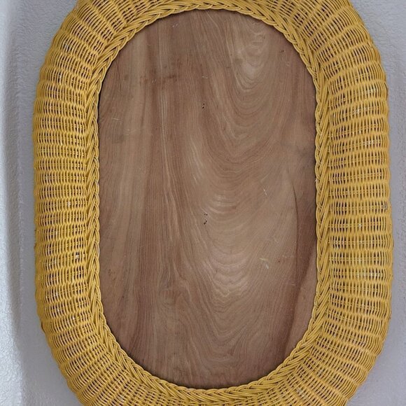 Vintage Natural Wicker Wall Mirror 1960s Frame ~29.5"x20" - Picture 3 of 10